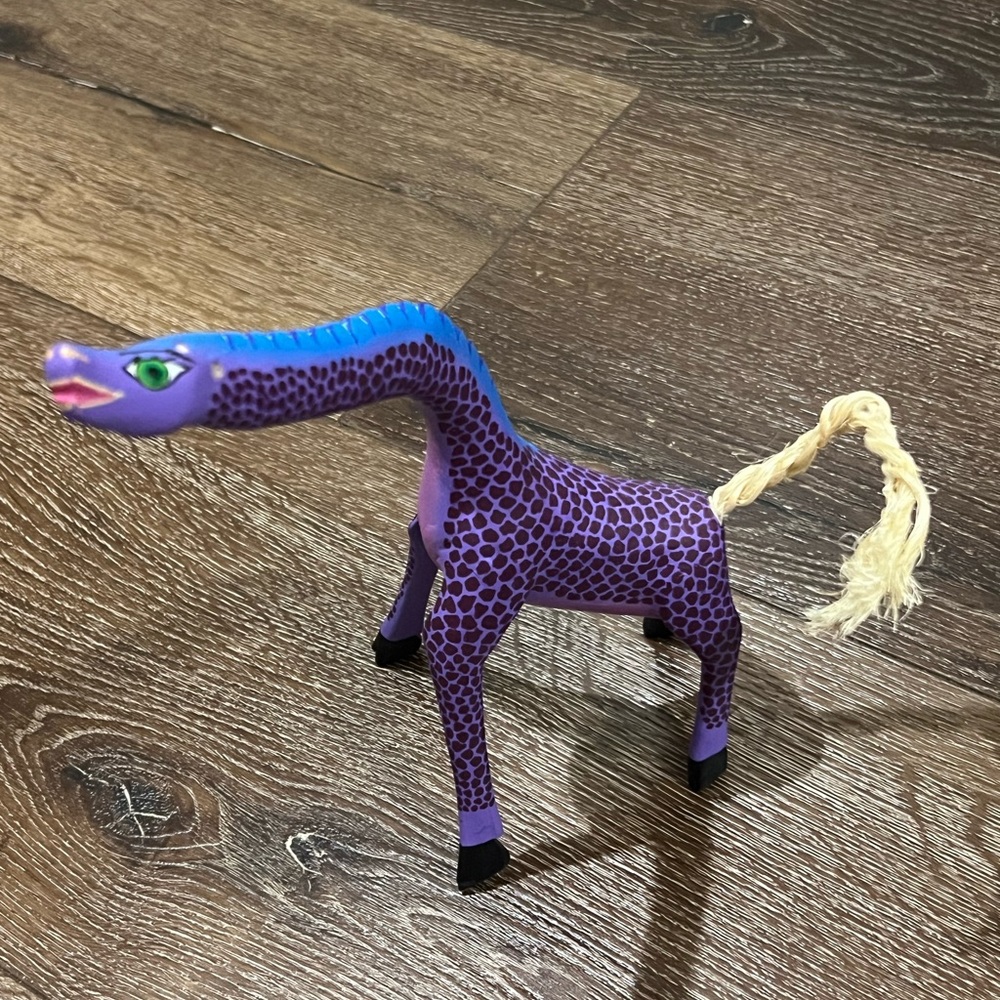 Hand carved and painted giraffe from Oaxaca Mexico signed by the artist